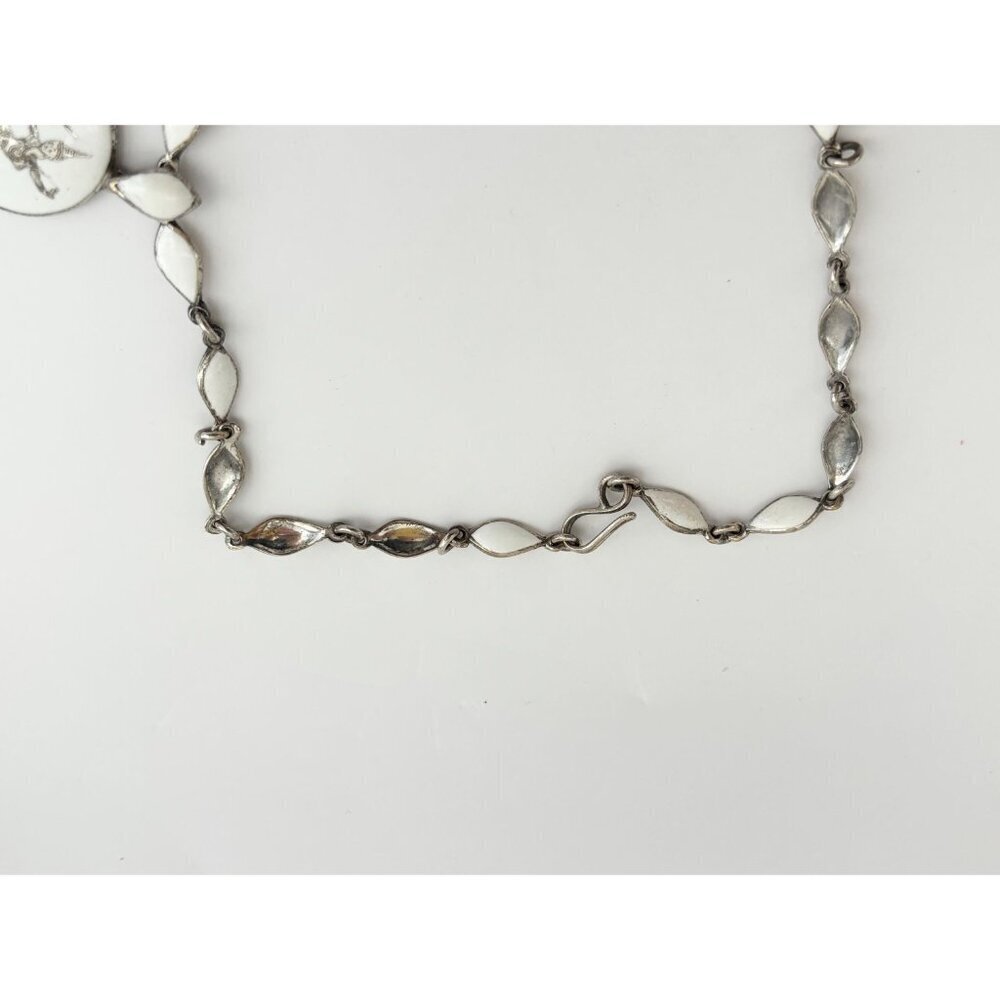 Rare Siam Sterling Silver White Multi-Figure Thai Made 30's 925 Vintage Necklace - Picture 8 of 16